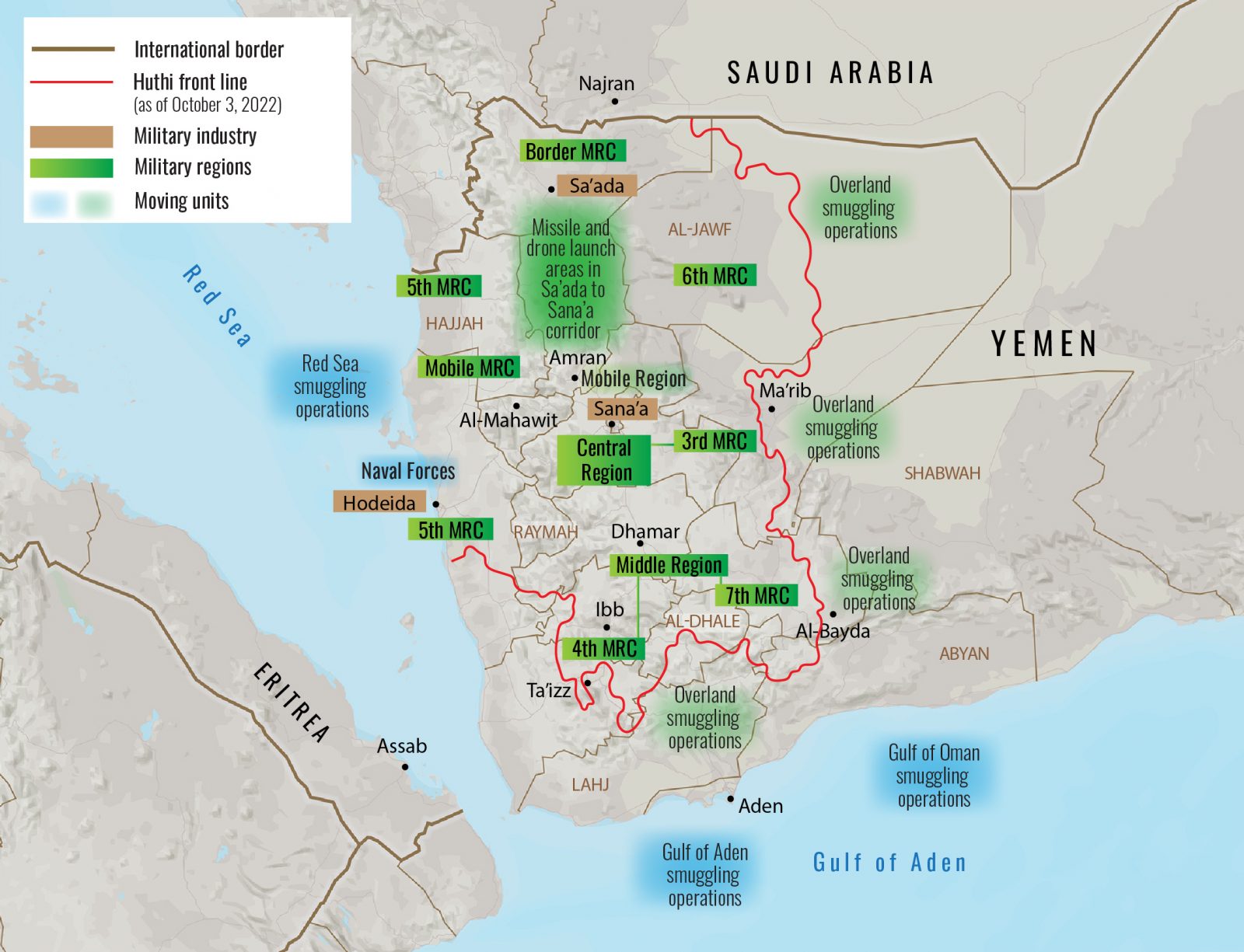 The Houthi Jihad Council Command And Control In The Other Hezbollah   Yemen Map2 1600x1225 